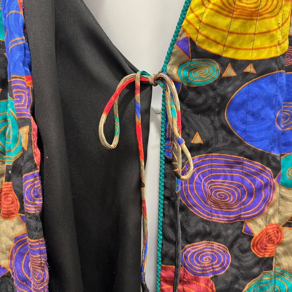 Mary McFadden Collection I Quilted Robe Kimono Dress Abstract Patchwork M - Picture 5 of 8